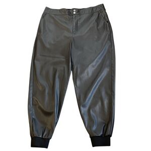 Sofia Vergara Black Pleather Faux Leather Ankle Joggers Size XL Style DSVB857